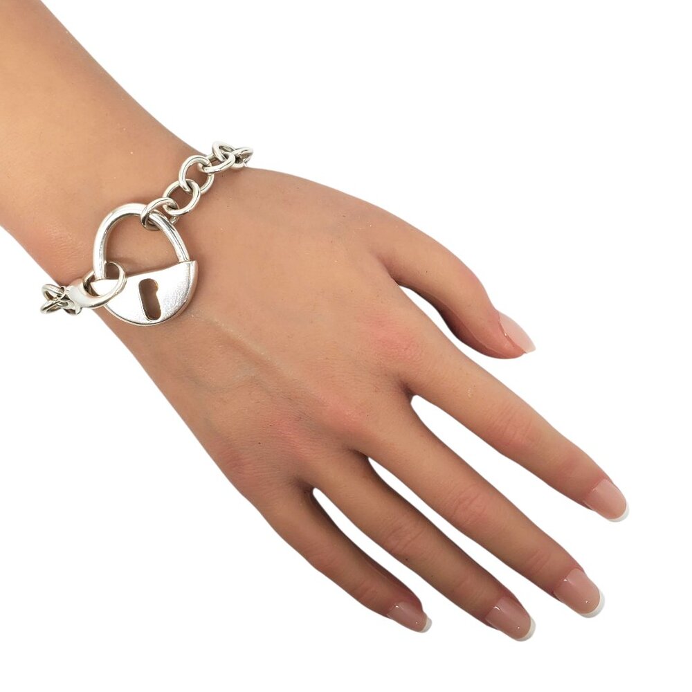 Robert Lee Morris Sterling Silver Padlock Charm Link Bracelet #23657 - Picture 9 of 16